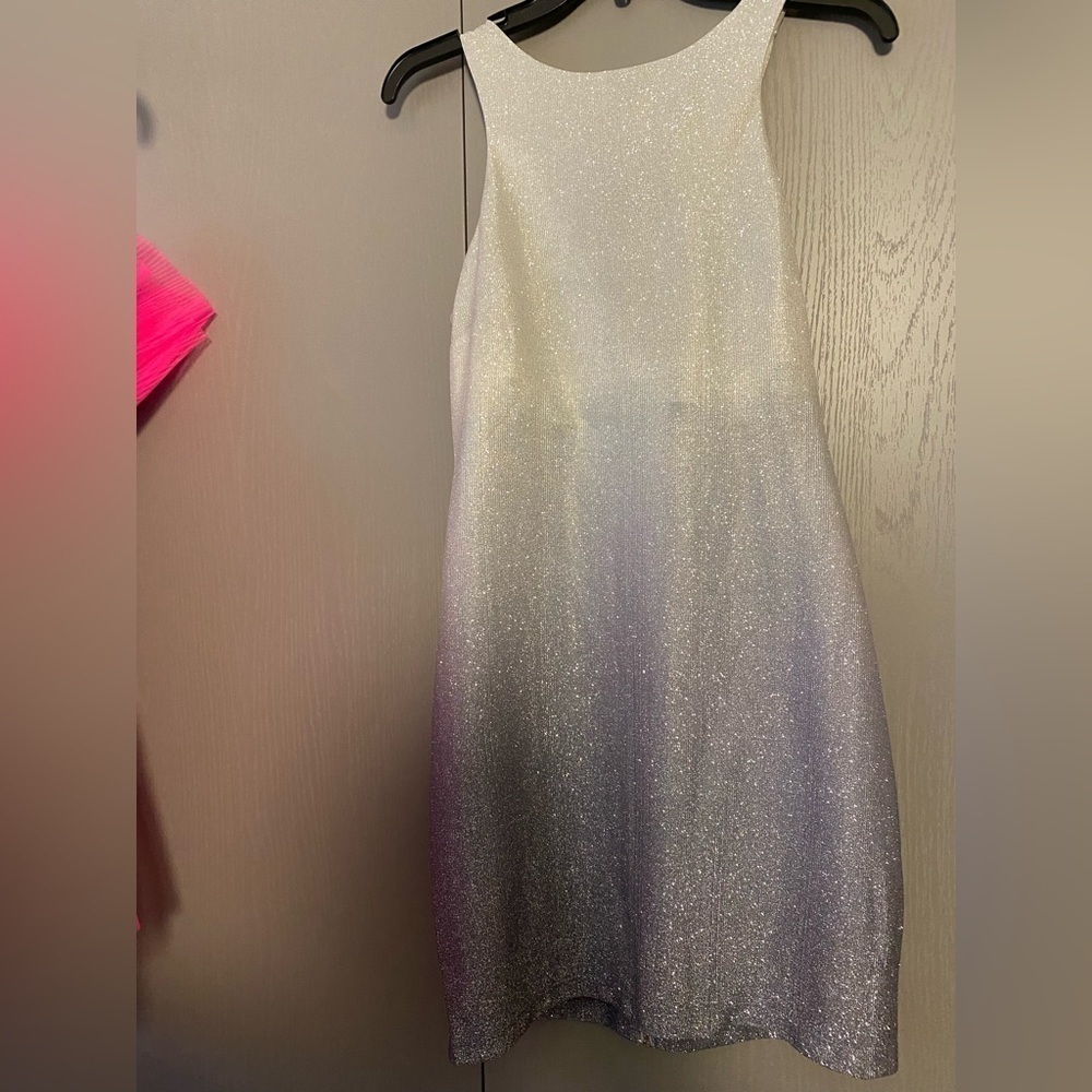 Speechless sparkle silver dress junior size 9. Nwot